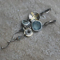 1+1 Offer: Antique" earrings with blue stones and a cross