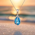 Drop of Light β Necklace with blue zircon and silver finish