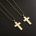 Stainless Steel Cross Necklace with American Flag & Bible Verse Pendant