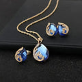 1+1 Offer: Blue Crystal Necklace + Earring Set in Blue Crystal in Gold