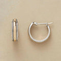1+1 Offer: Vintage Golden Line Silver Hoop Earrings
