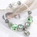 Bracelet in silver and green crystal