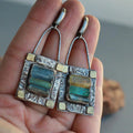 1+1 Offer: Blue Green Crystal Earrings