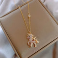 Unicorn Zirconium Necklace in Gold