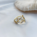 Mother-of-Pearl Leaf Alloy Ring