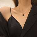 Black Titanium Square Minimalist Pendant Necklace Elite