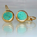 1+1 Offer: Gold earrings with turquoise stone
