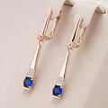 1+1 Offer: Blue Crystal Pendant Earrings in Gold
