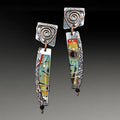 1+1 Offer: Ethnic silver earrings with multicolored enamel