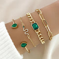 Pack of Bracelets with Green Crystals