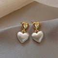 1+1 Offer: Elegant Gold Pearl Heart Earrings