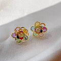 1+1 Offer: Elegant Colorful Crystal Flower Earrings