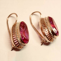 1+1 Offer: Vintage earrings in rose gold with beautiful red crystal