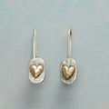 1+1 Offer: Golden Heart Earrings in Vintage Silver