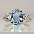 Ring with blue diamond crystal in silver