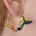 1+1 Offer: Vintage Enamel Hummingbird Hoop Earrings