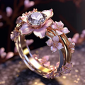 Exotic Pink Flower Crystal Ring