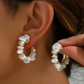 1+1 Offer: Vintage White Pearl Hoop Earrings