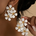 1+1 Offer: Vintage White Flower Dangling Earrings
