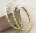 1+1 Offer: Vintage blue opal golden hoop earrings