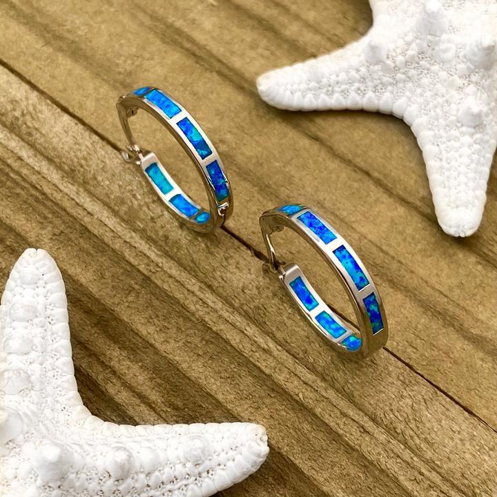 1+1 Offer: Blue Oceanic Opal Earrings in Silver
