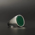 Men's Stainless Signet Ring Featuring Faux Gemstones