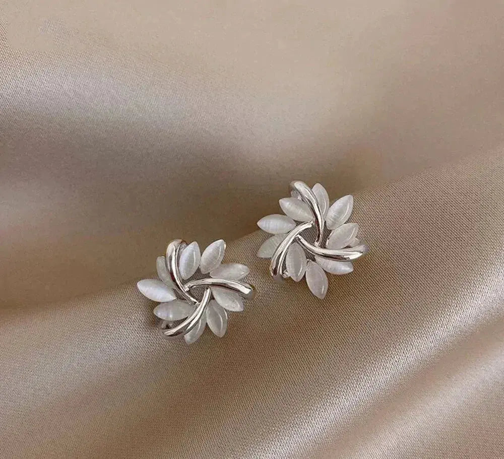 1+1 Offer: Elegant and exquisite opal petal circle stud earrings in gold