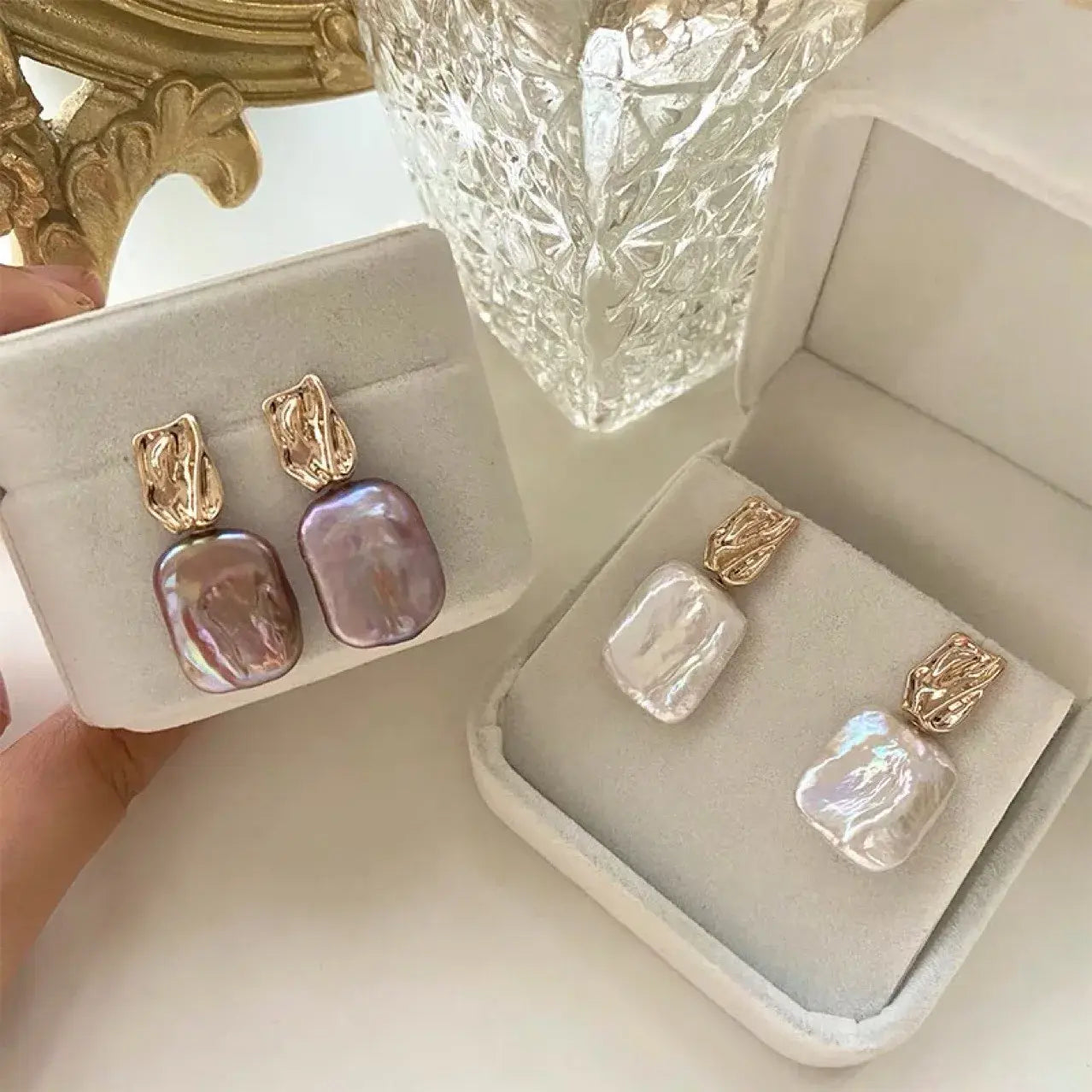 1+1 Offer: Elegant Baroque Pearl Gold Earrings